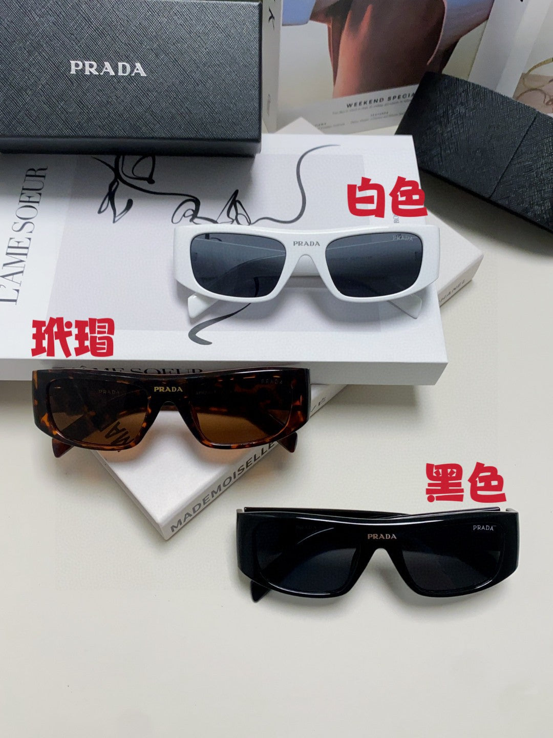 Prada Rectangular Gray Lens Sunglasses for Men & Women - 358407 - detail image 9