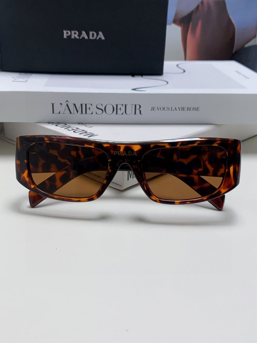 Prada Rectangular Brown Lens Sunglasses for Men & Women - 358408 - detail image 6