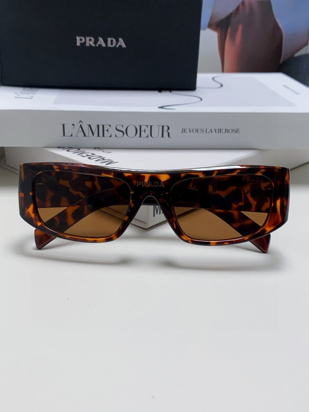 Prada Rectangular Brown Lens Sunglasses for Men & Women - 358408 - detail image 6