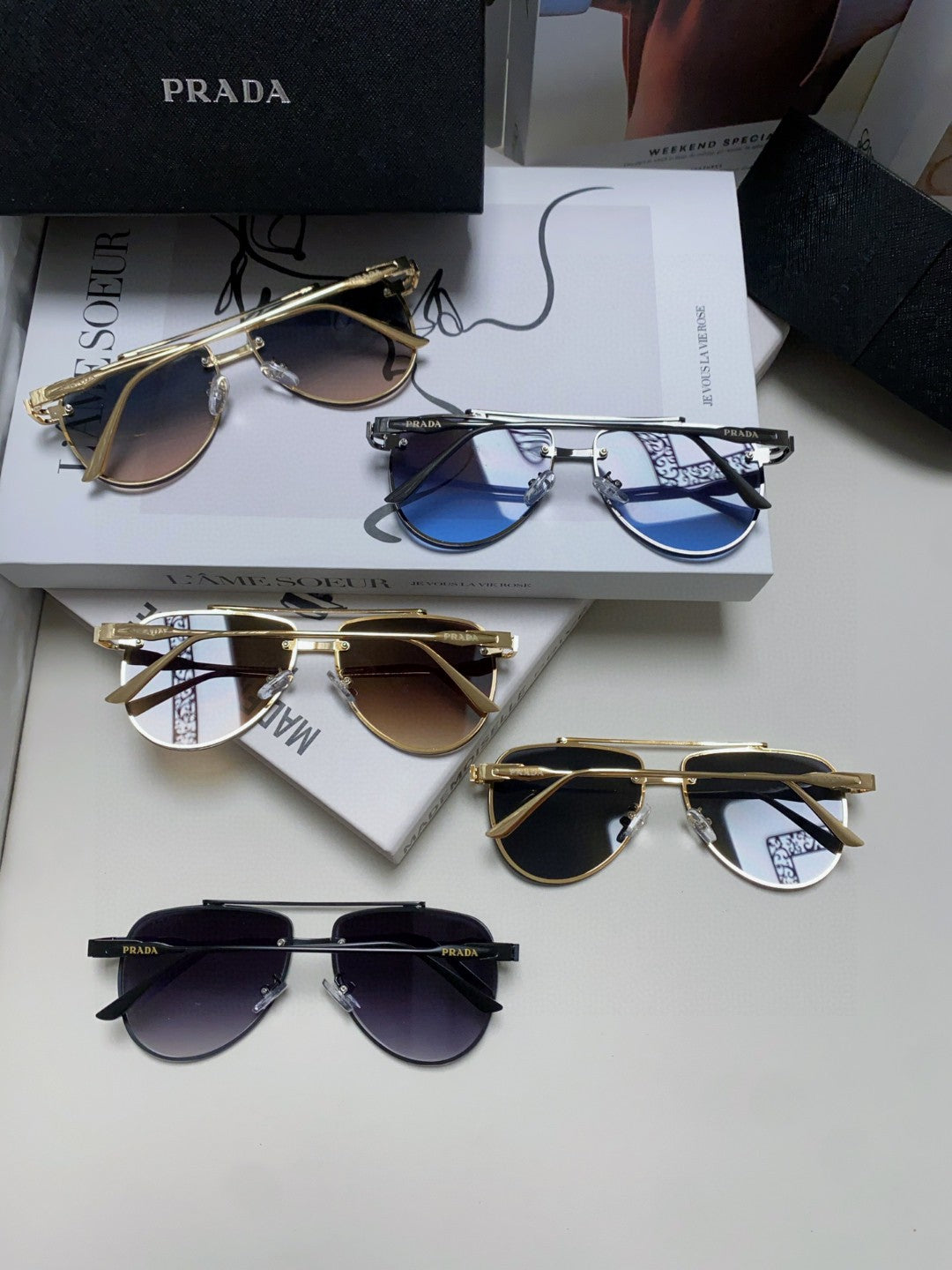 Prada Fashion Blue Lens Sunglasses for Men & Women - 358417 - detail image 8