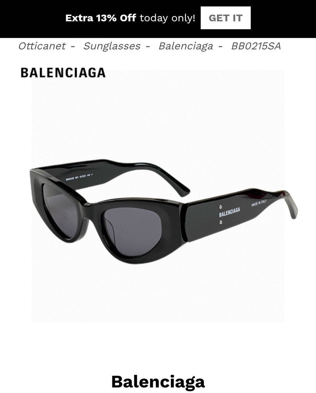 Balenciaga Polarized Cat-Eye Orange Lens Sunglasses for Men & Women - 358649