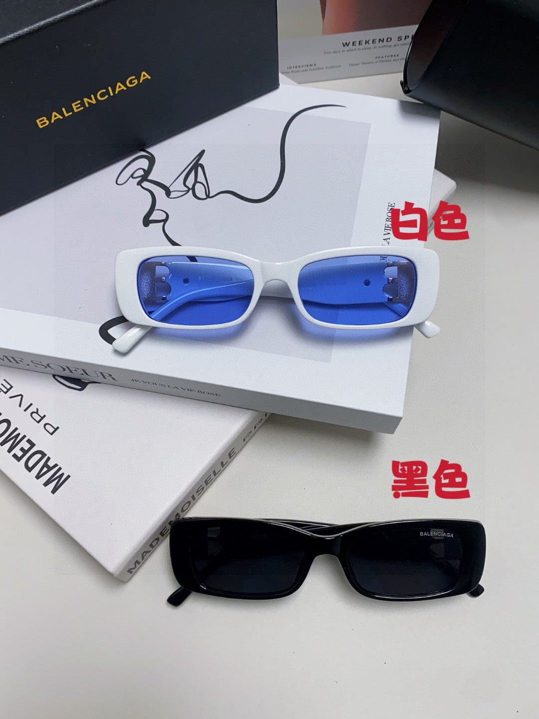 Balenciaga Rectangular Silver Lens Sunglasses for Men & Women - 487527 - detail image 8