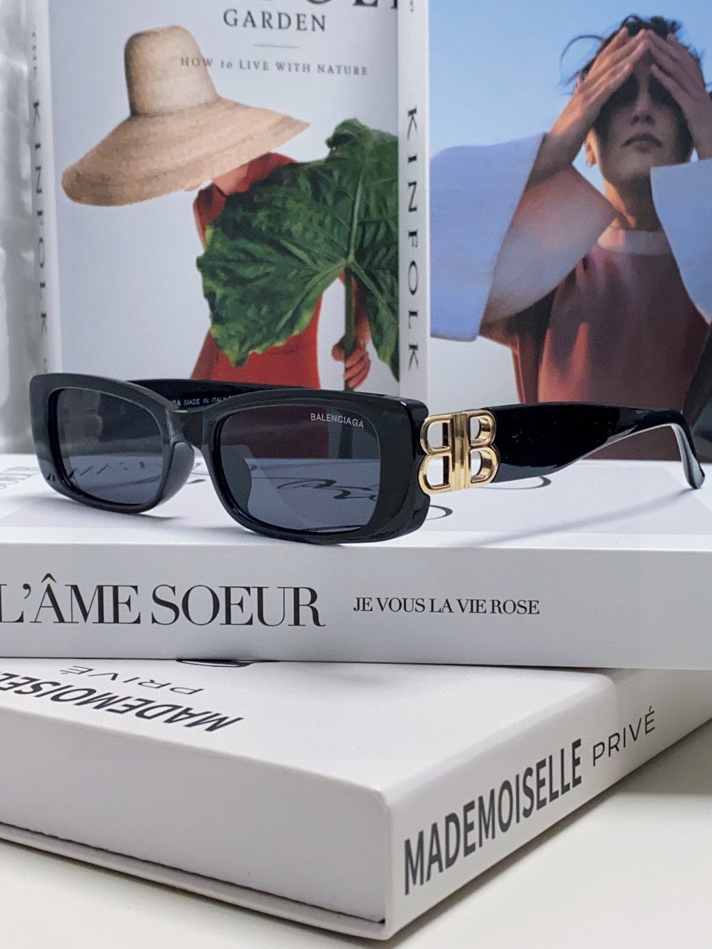 Balenciaga Rectangular Orange Lens Sunglasses for Men & Women - detail image 2