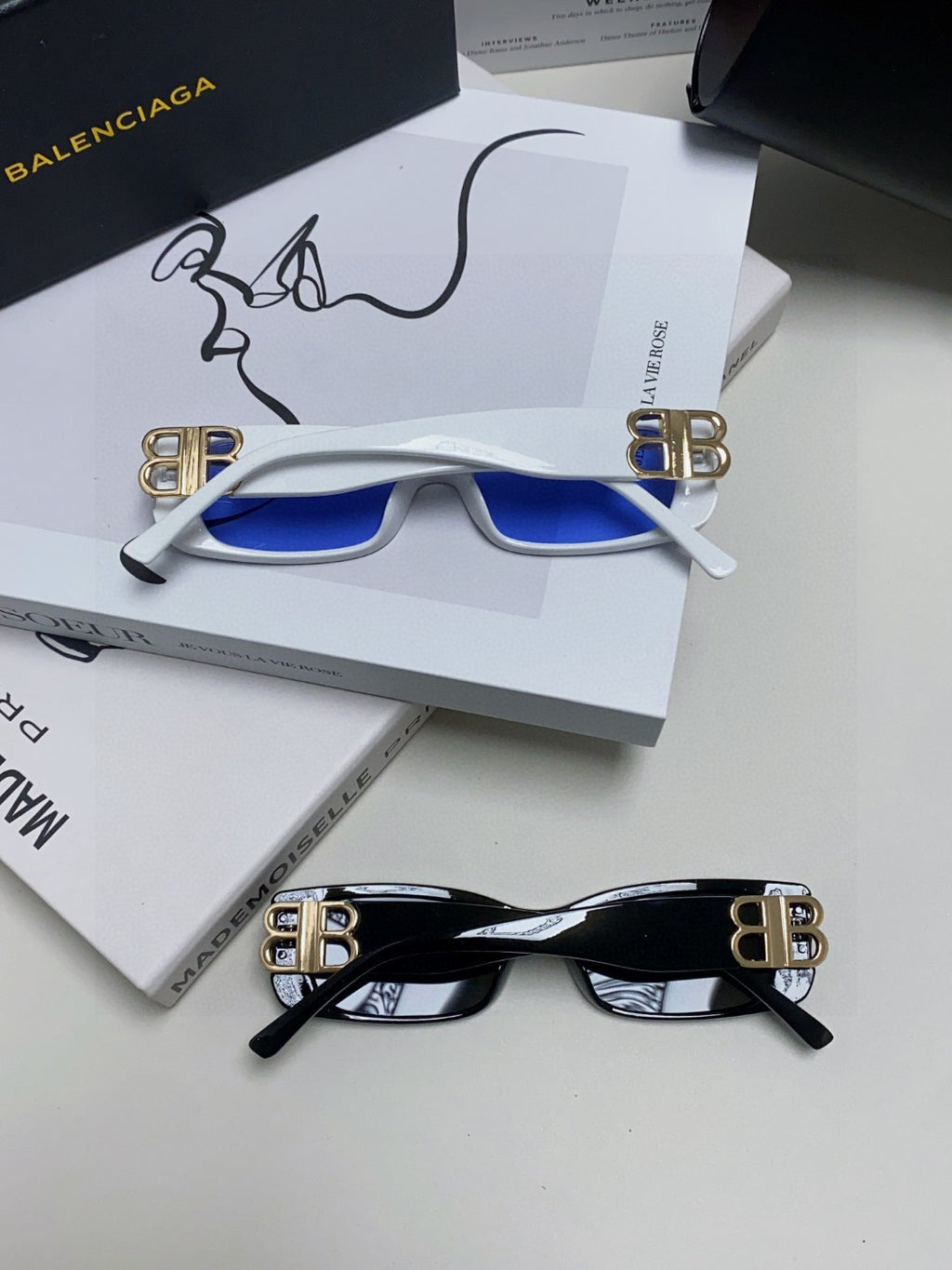 Balenciaga Rectangular Orange Lens Sunglasses for Men & Women - detail image 10