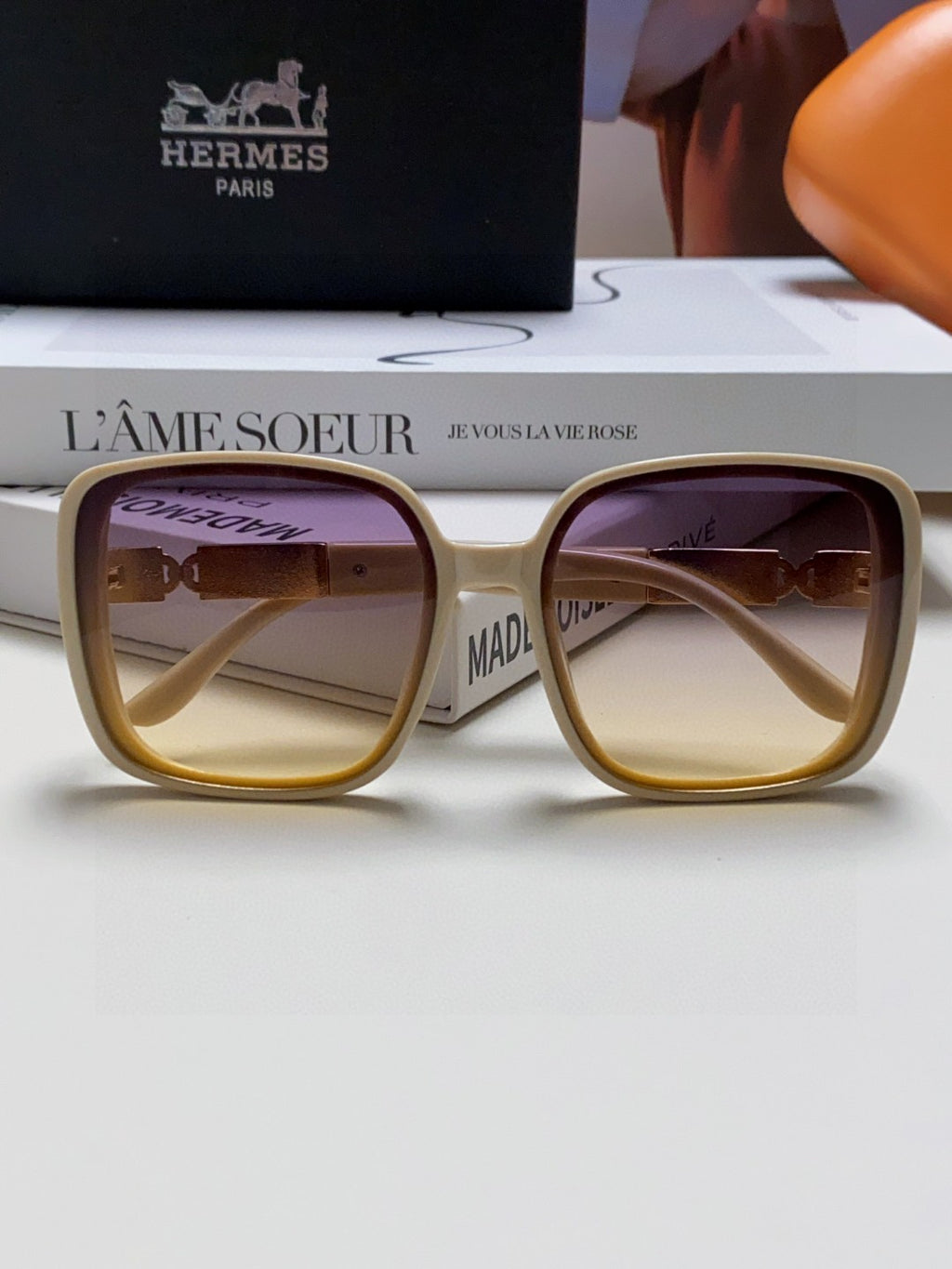 Hermès Polarized Square Brown Lens Sunglasses for Women - 433000 - detail image 6