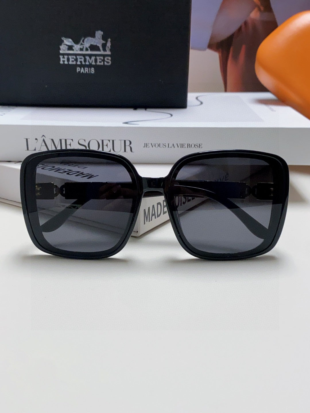 Hermès Polarized Square Black Lens Sunglasses for Women - detail image 5