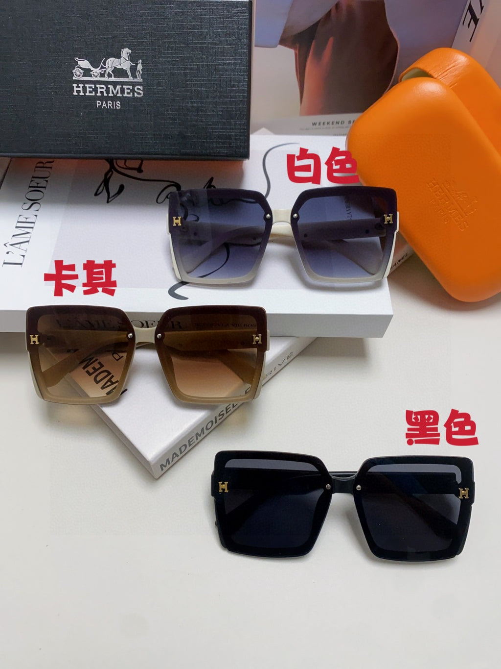 Hermès Polarized Square Gray Lens Sunglasses for Men & Women - detail image 11