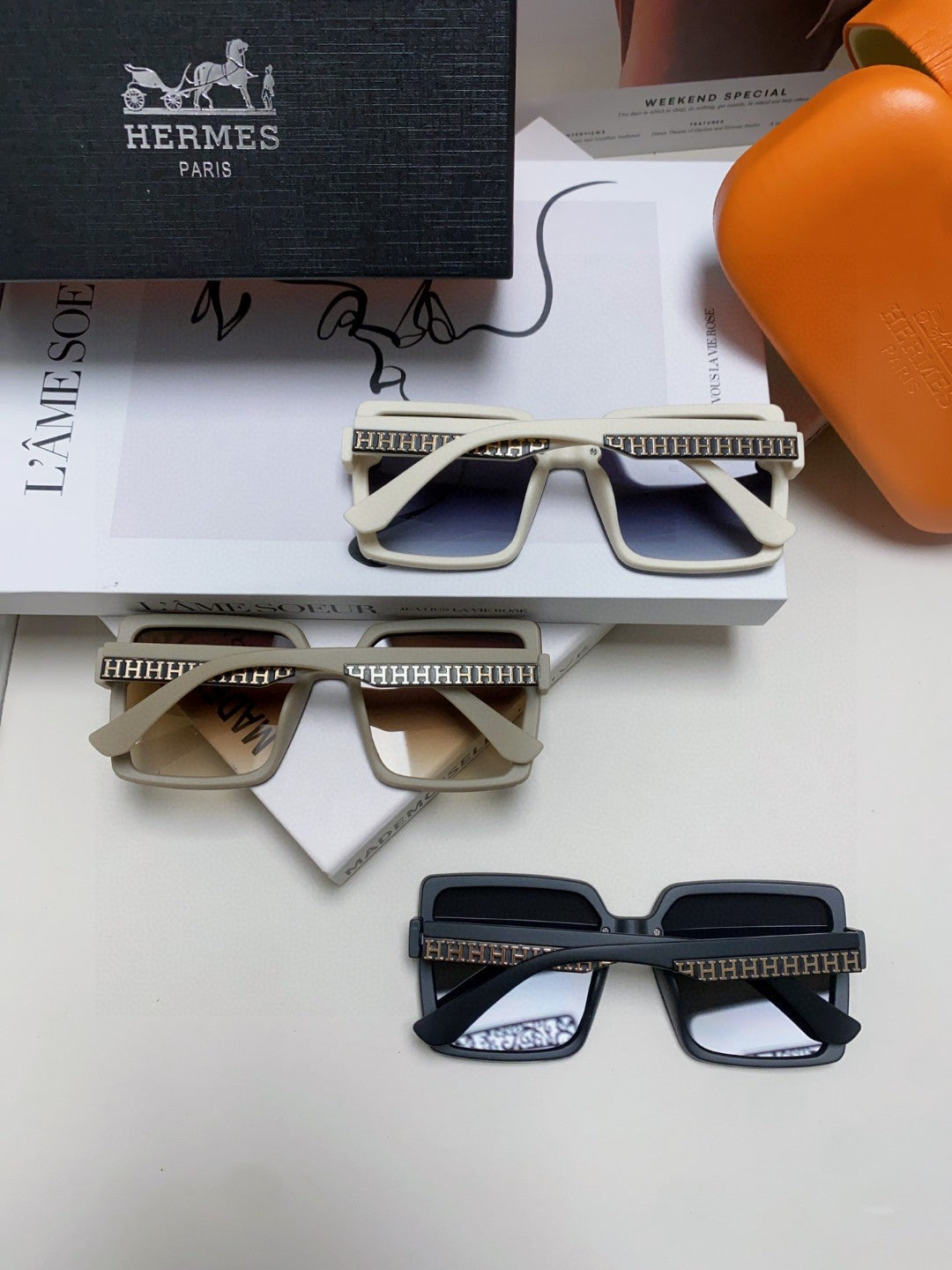 Hermès Polarized Square Gray Lens Sunglasses for Men & Women - 358922 - detail image 10