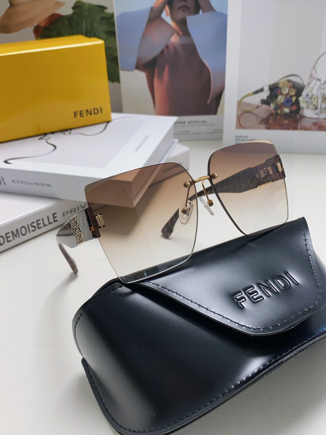 Fendi Polarized Square Brown Lens Sunglasses for Women - 358749 - detail image 7