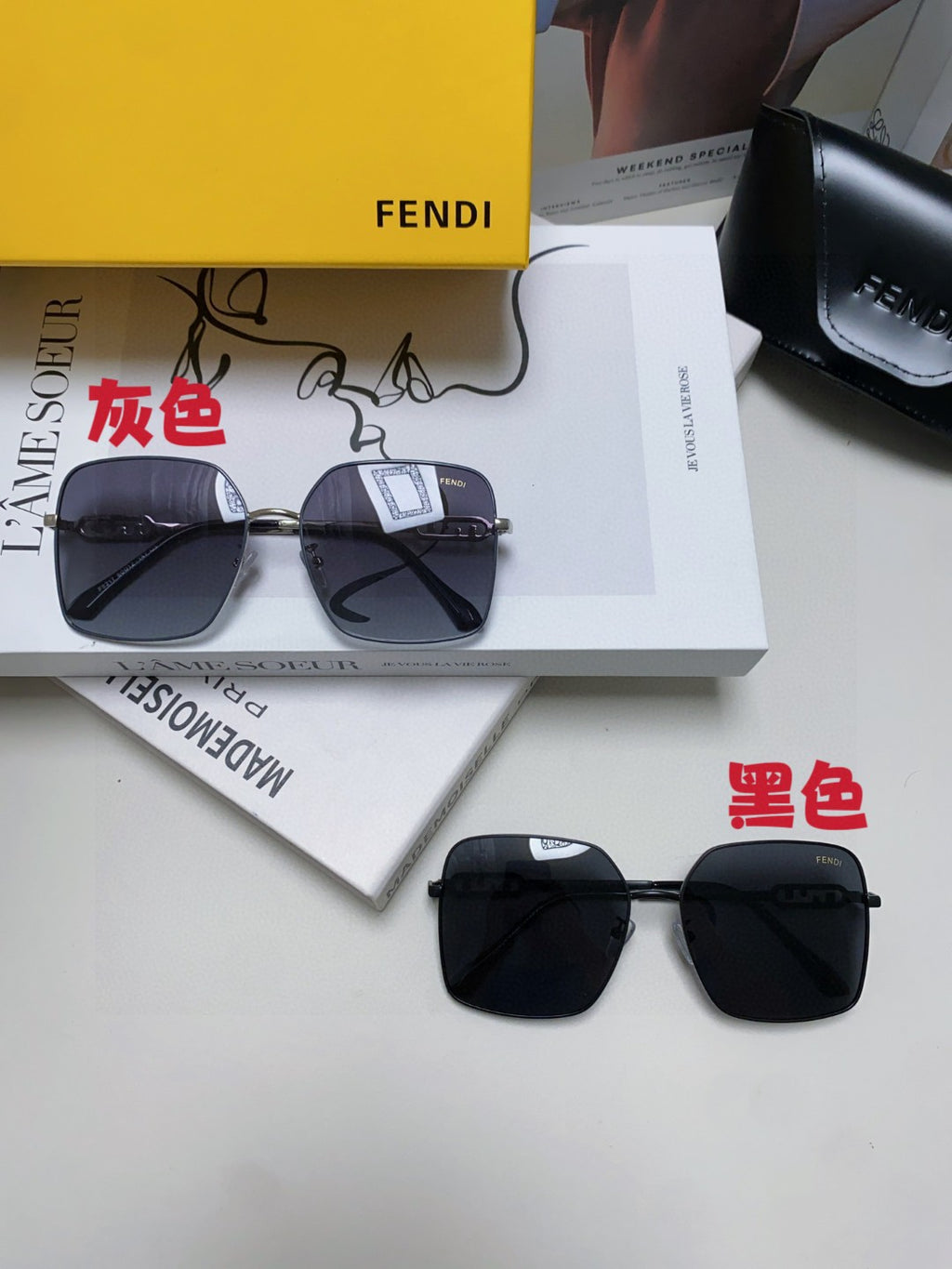 Fendi Polarized Metal Oversized Black Lens Sunglasses for Women - detail image 9