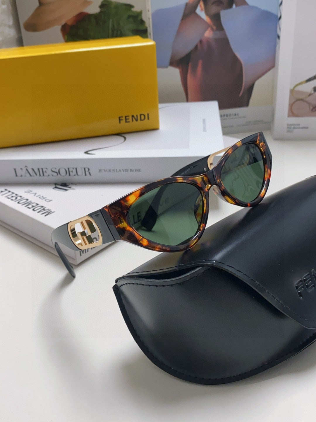 Fendi Metal Cat-Eye Gray Lens Sunglasses for Women - detail image 7