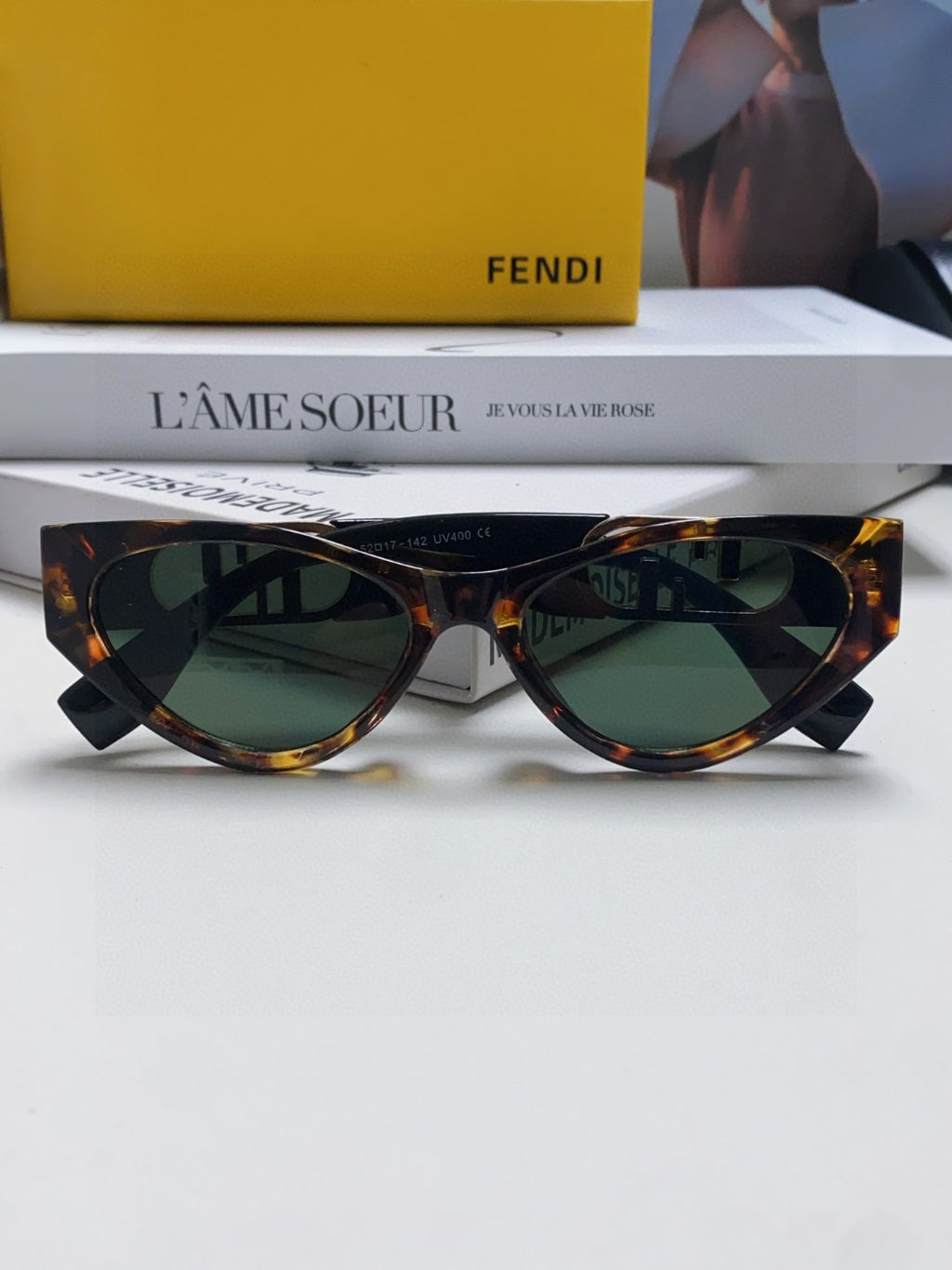 Fendi Metal Cat-Eye Gray Lens Sunglasses for Women - detail image 6