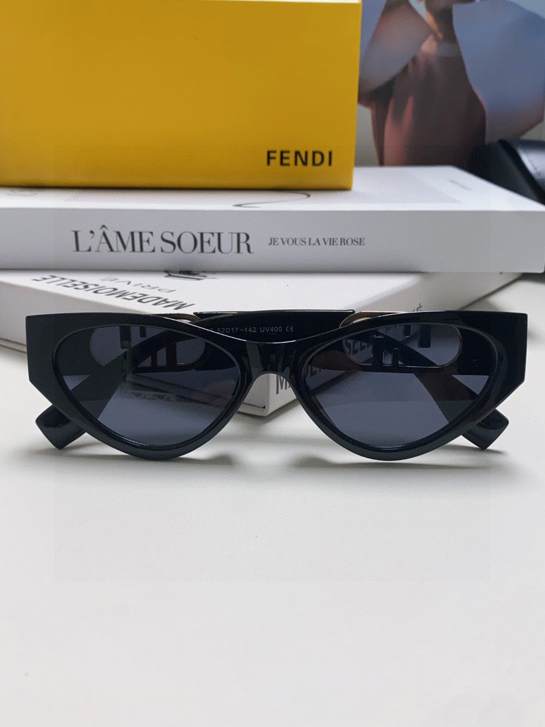 Fendi Metal Cat-Eye Blue Lens Sunglasses for Women - 358753 - detail image 6