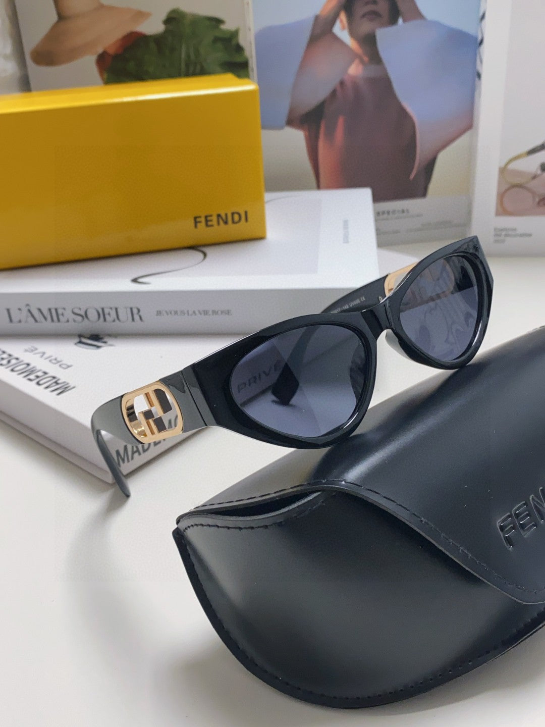 Fendi Metal Cat-Eye Blue Lens Sunglasses for Women - 358753 - detail image 7