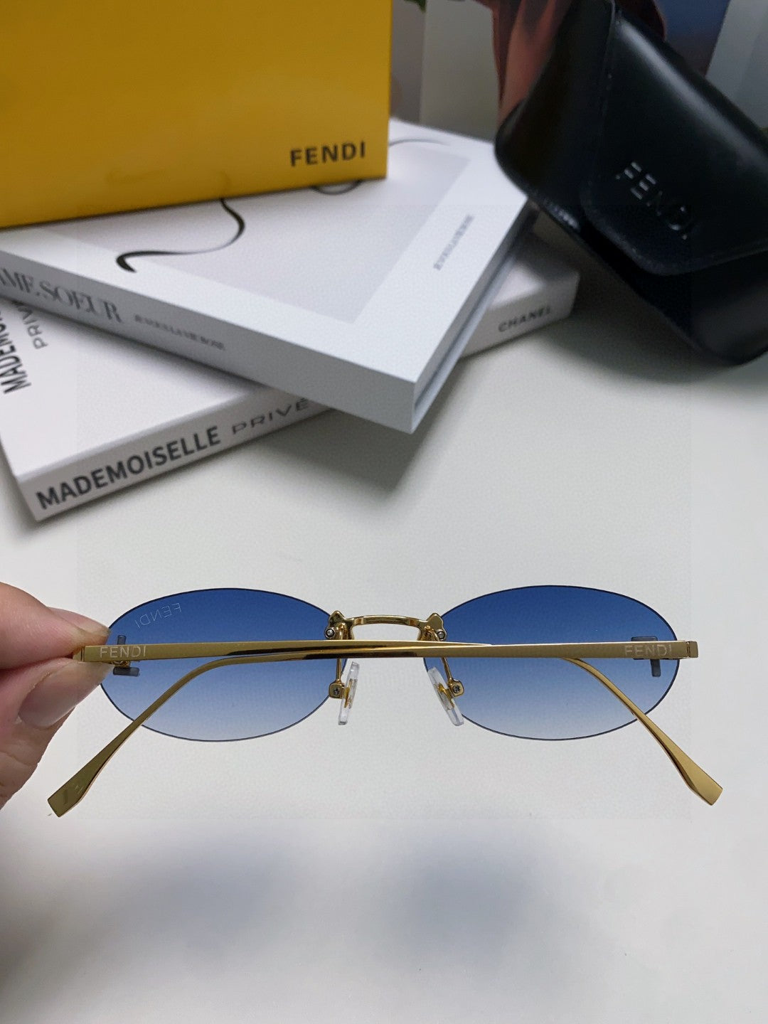 Fendi Lightweight Metal Rimless Gray Lens Sunglasses for Men & Women - 432742 - detail image 6