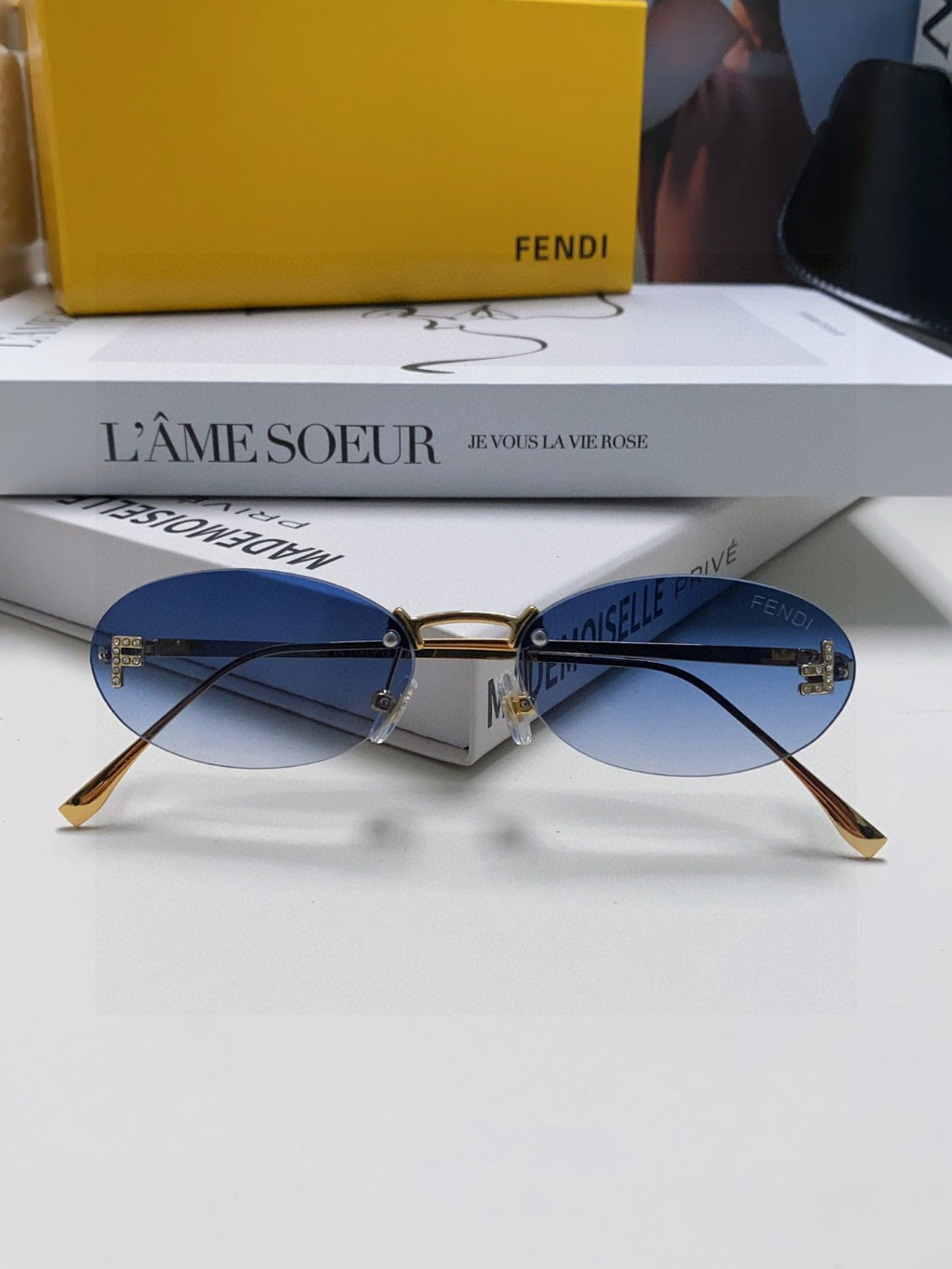 Fendi Lightweight Metal Rimless Gray Lens Sunglasses for Men & Women - 358754 - detail image 8