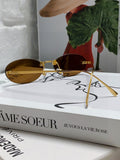 Fendi Lightweight Metal Rimless Red Lens Sunglasses for Men & Women