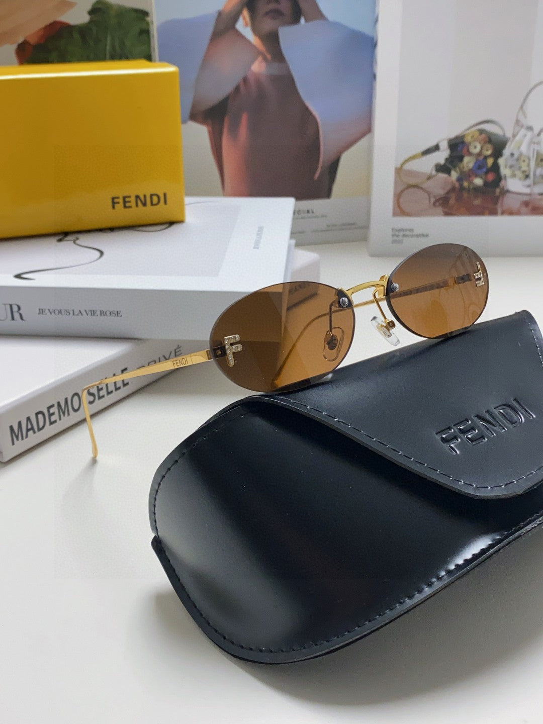 Fendi Lightweight Metal Rimless Red Lens Sunglasses for Men & Women - 358755 - detail image 6