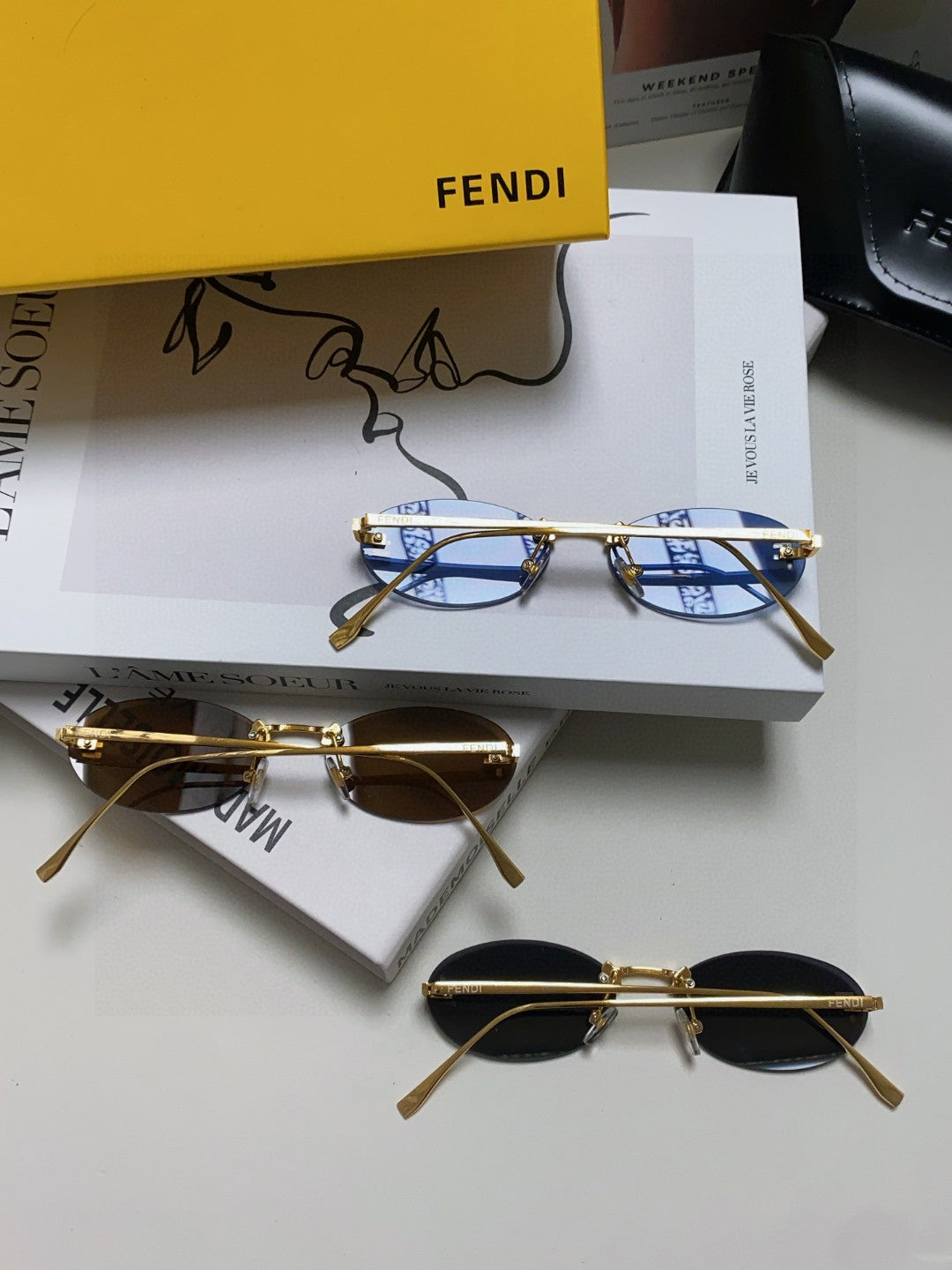 Fendi Lightweight Metal Rimless Red Lens Sunglasses for Men & Women - 432743 - detail image 7