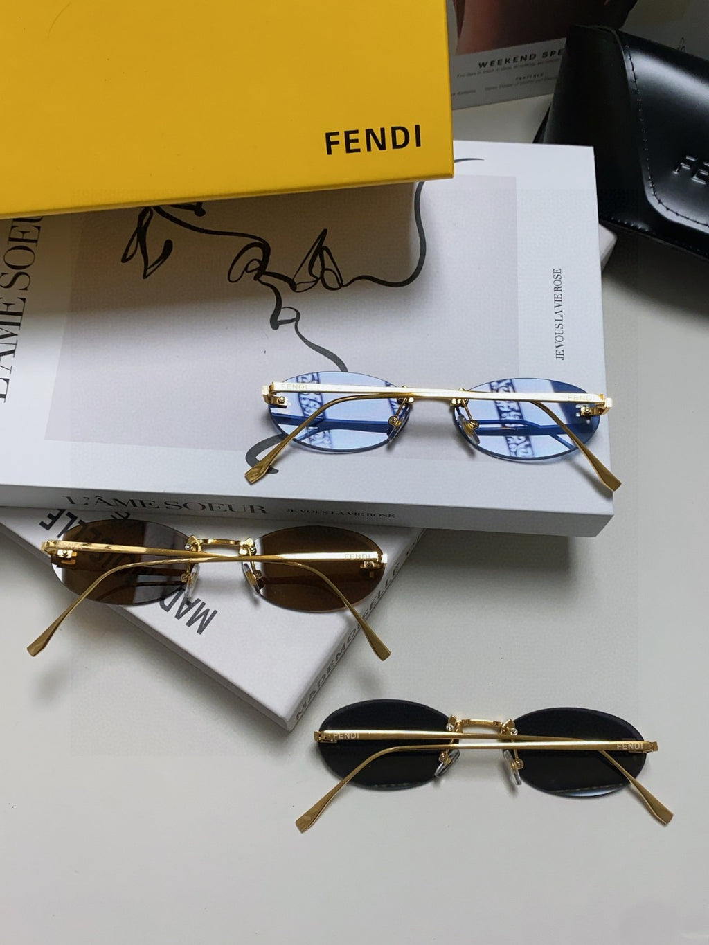 Fendi Lightweight Metal Rimless Red Lens Sunglasses for Men & Women - 358755 - detail image 7