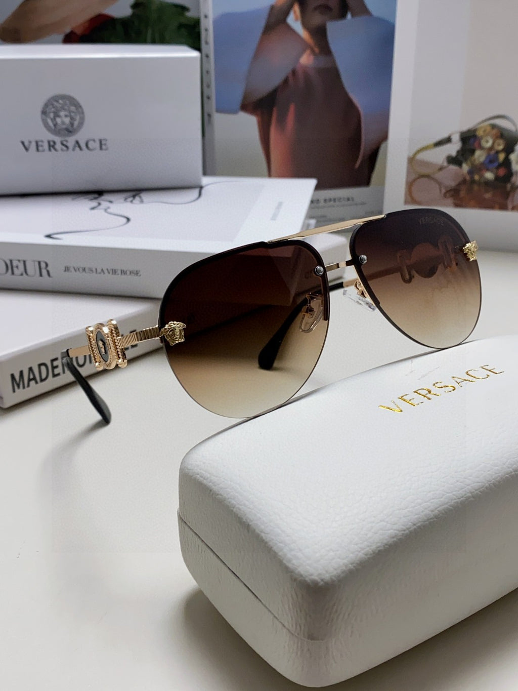 Versace Polarized Fashion Brown Lens Sunglasses for Men & Women - detail image 7