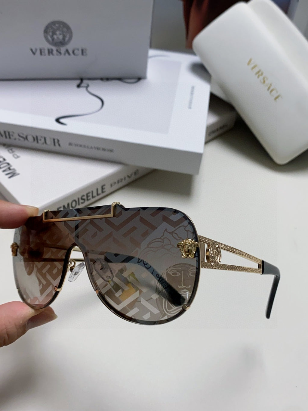 Versace Oversized Gray Lens Sunglasses for Men & Women - 487815 - detail image 5