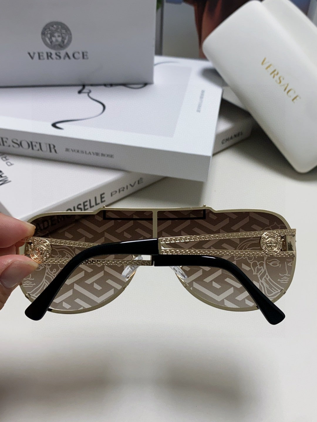 Versace Oversized Gray Lens Sunglasses for Men & Women - 432786 - detail image 4