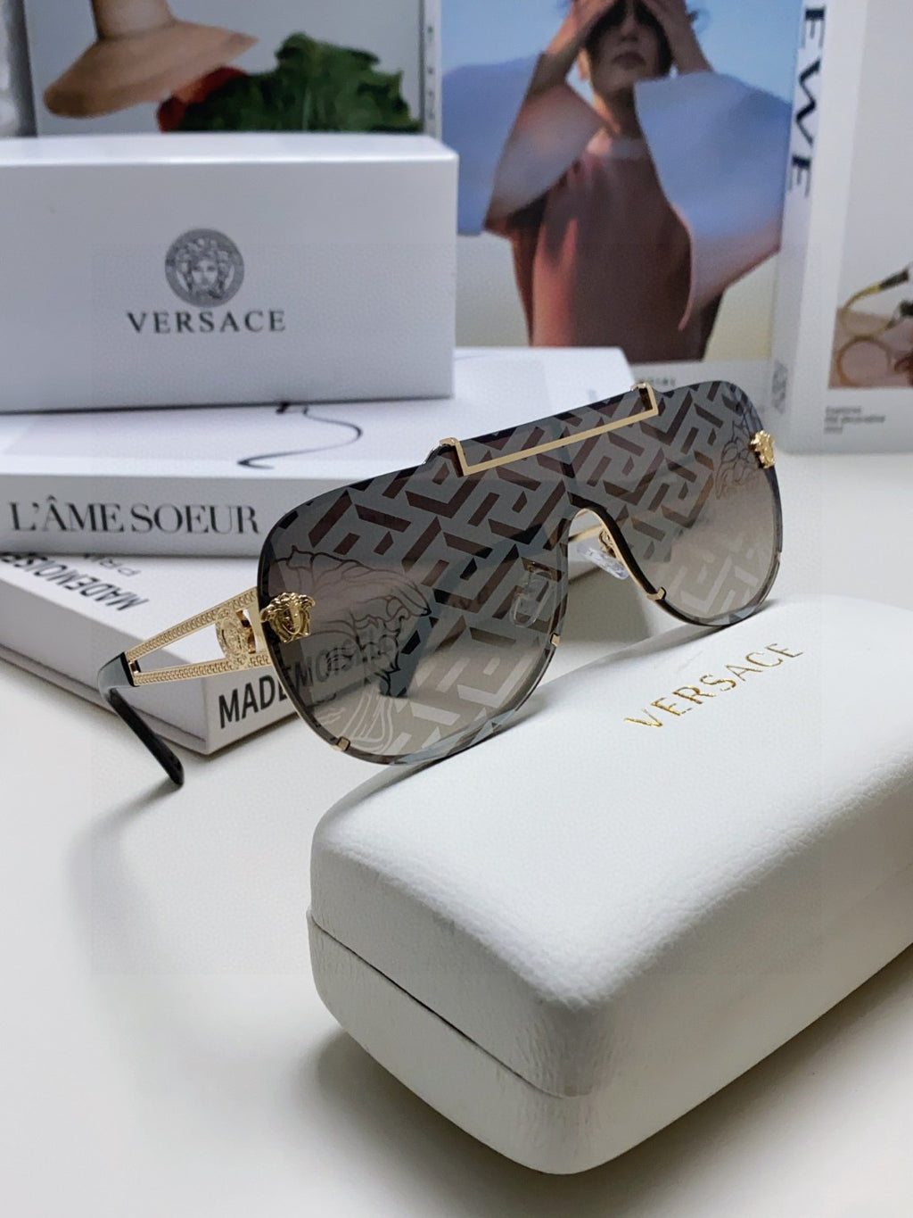 Versace Oversized Gray Lens Sunglasses for Men & Women - 487815 - detail image 7