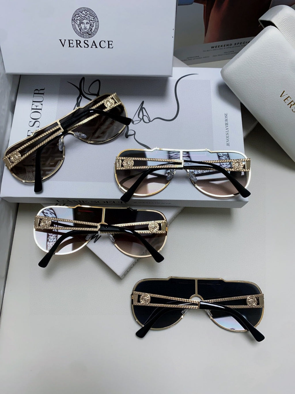 Versace Oversized Gray Lens Sunglasses for Men & Women - 432786 - detail image 8