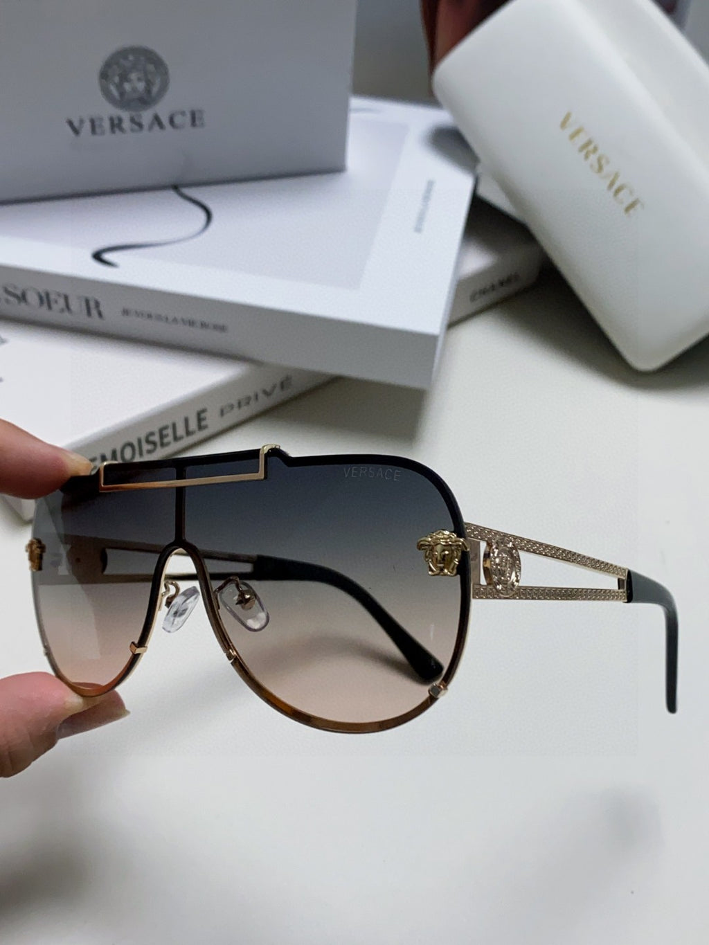 Versace Oversized Silver Lens Sunglasses for Men & Women - 487816 - detail image 5