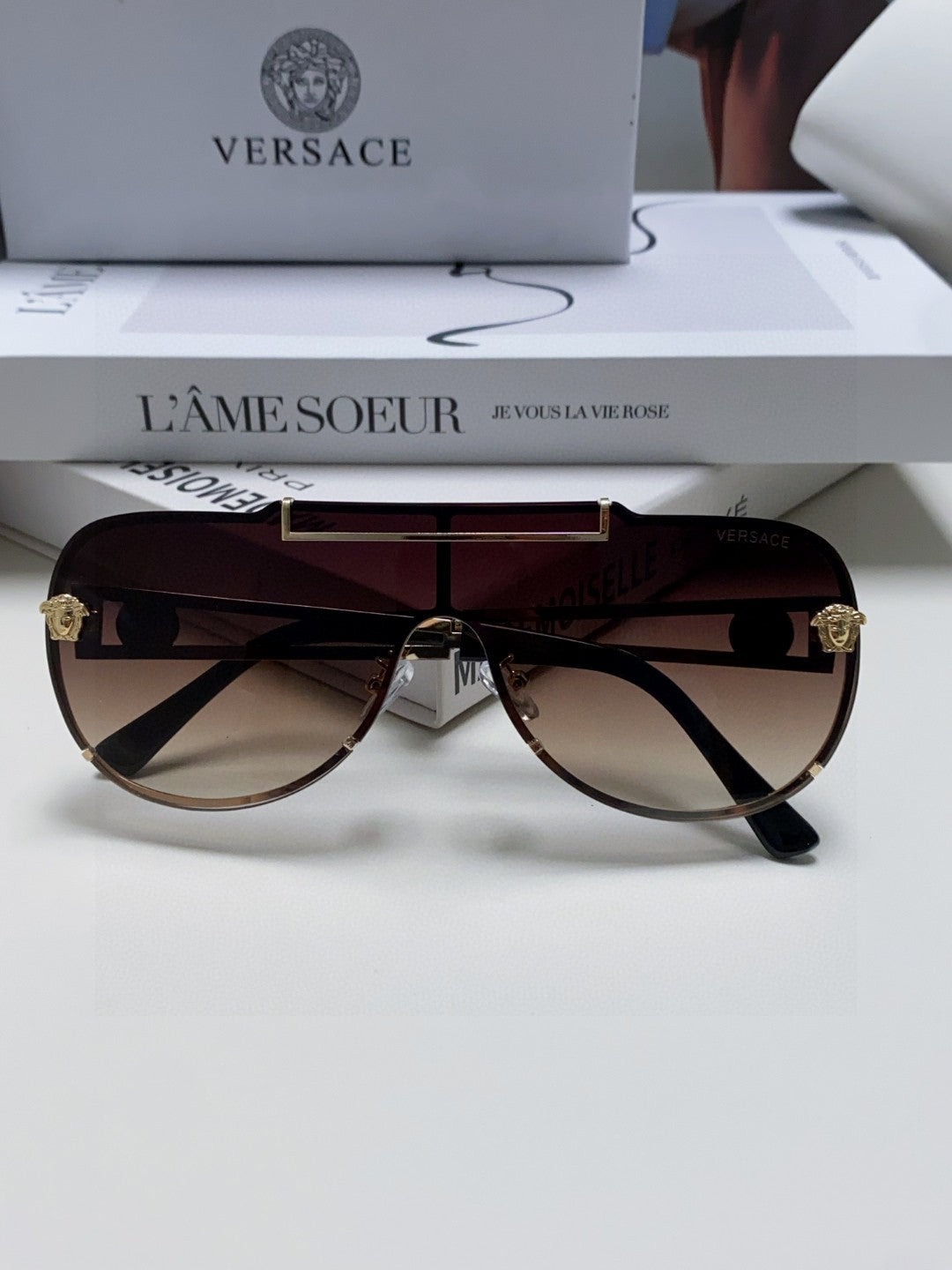 Versace Oversized Gray Lens Sunglasses for Men & Women - 358790 - detail image 4