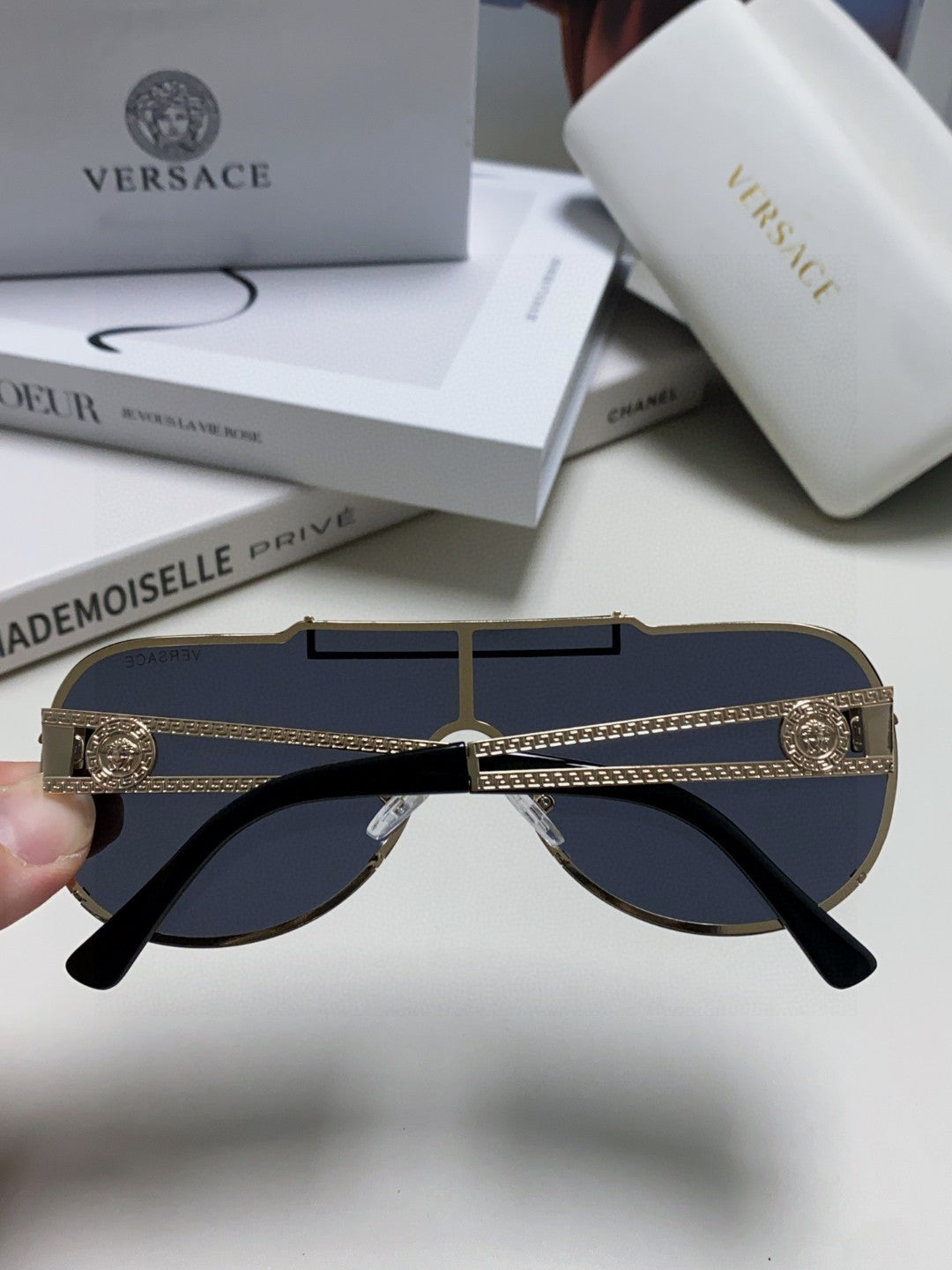 Versace Oversized Black Lens Sunglasses for Men & Women - detail image 4