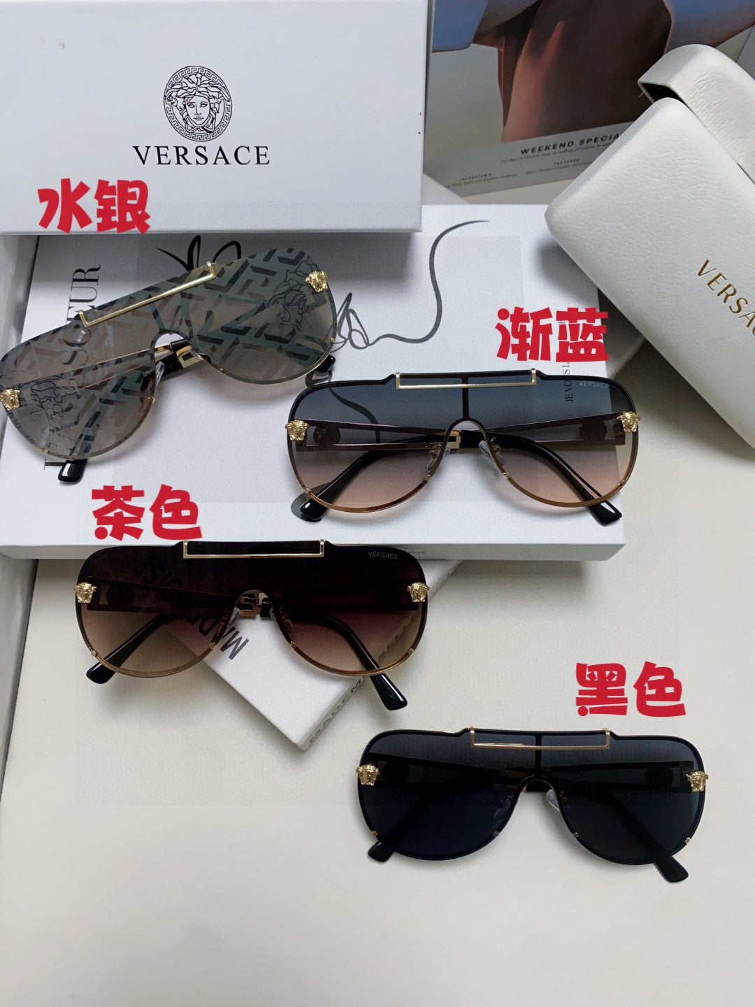 Versace Oversized Black Lens Sunglasses for Men & Women - detail image 8