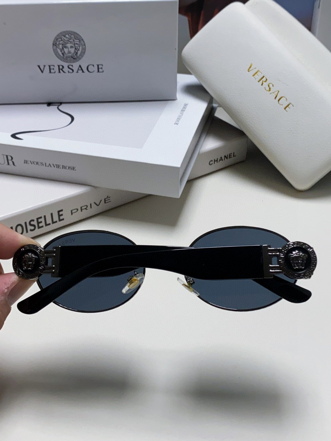 Versace VES71 Oval Silver Lens Sunglasses for Men & Women - detail image 4