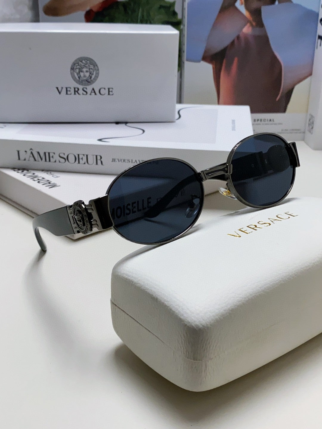 Versace VES71 Oval Silver Lens Sunglasses for Men & Women - 432790 - detail image 7