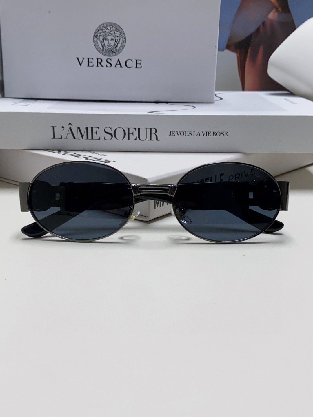 Versace VES71 Oval Silver Lens Sunglasses for Men & Women - detail image 6