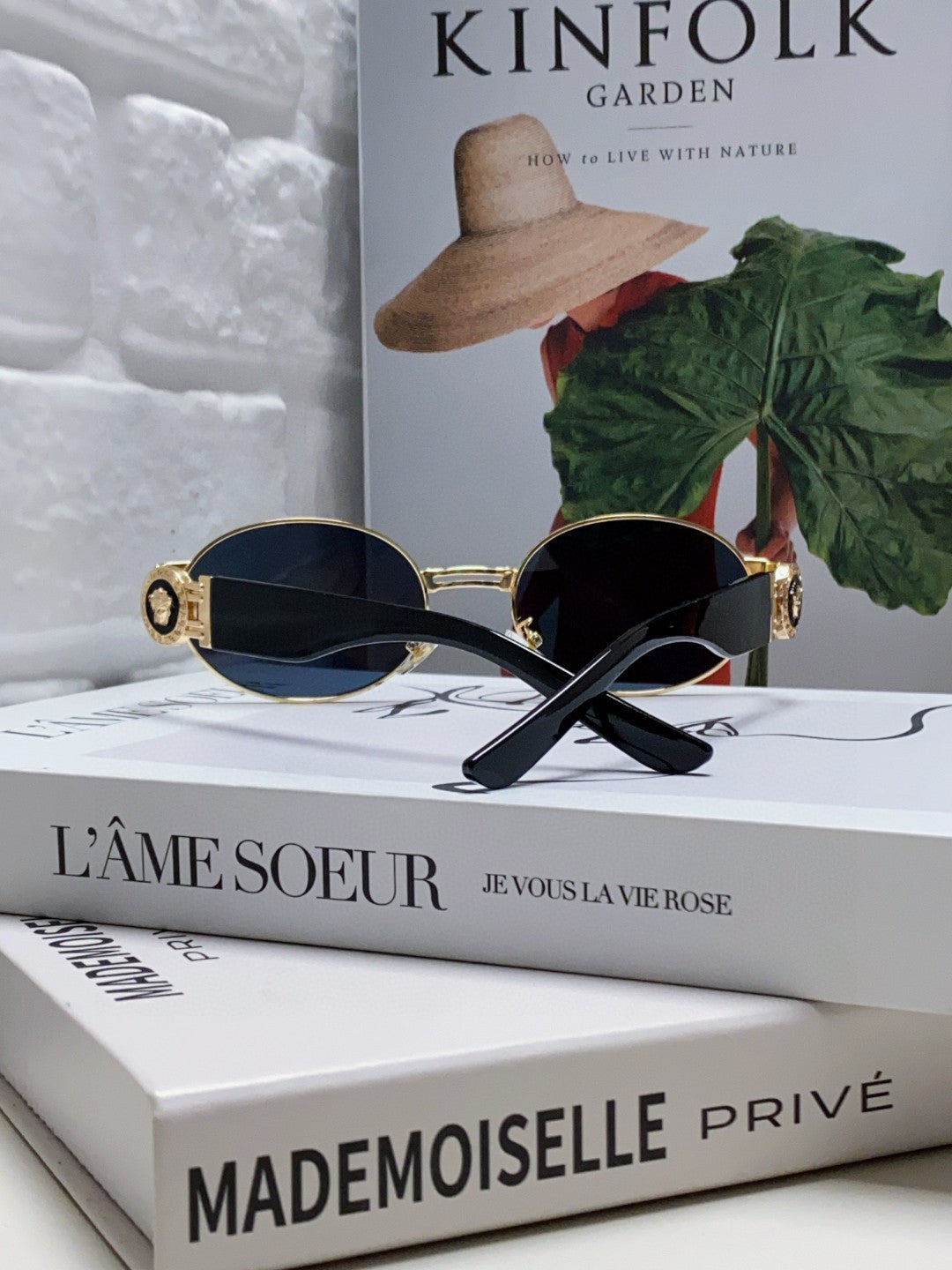 Versace VES71 Oval Blue Lens Sunglasses for Men & Women - detail image 2