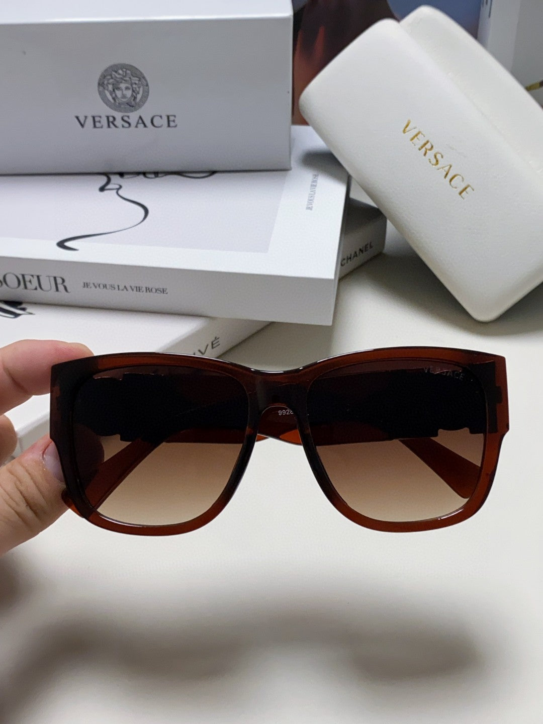 Versace Oversized Silver Lens Sunglasses for Men & Women - 372489 - detail image 3