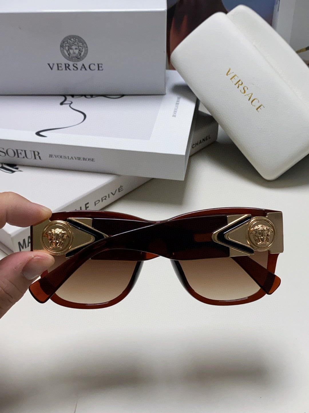 Versace Oversized Silver Lens Sunglasses for Men & Women - 372489 - detail image 4