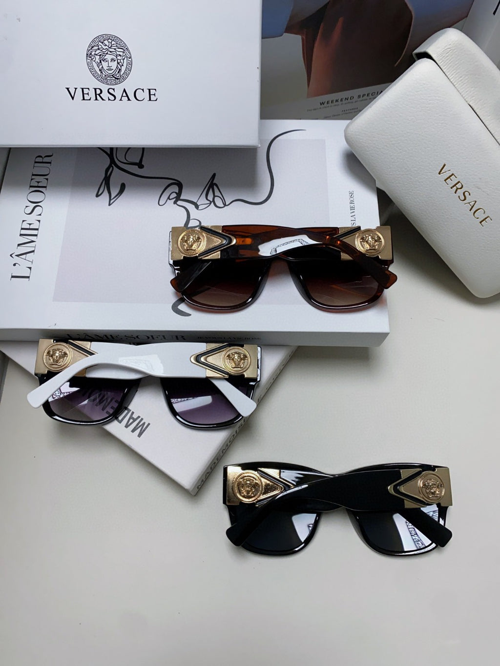 Versace Oversized Silver Lens Sunglasses for Men & Women - 372489 - detail image 8