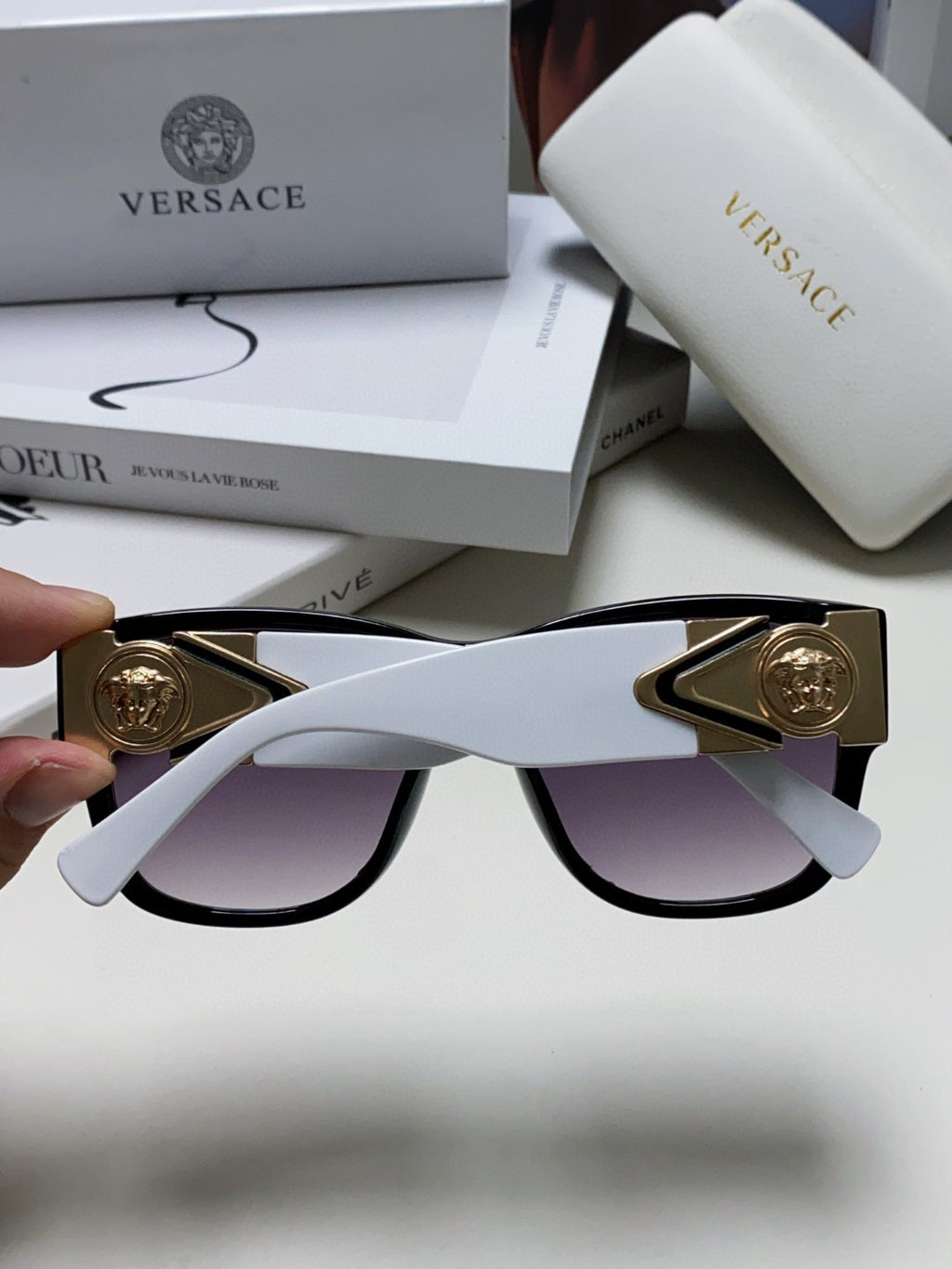 Versace Oversized Silver Lens Sunglasses for Men & Women - 372490 - detail image 4