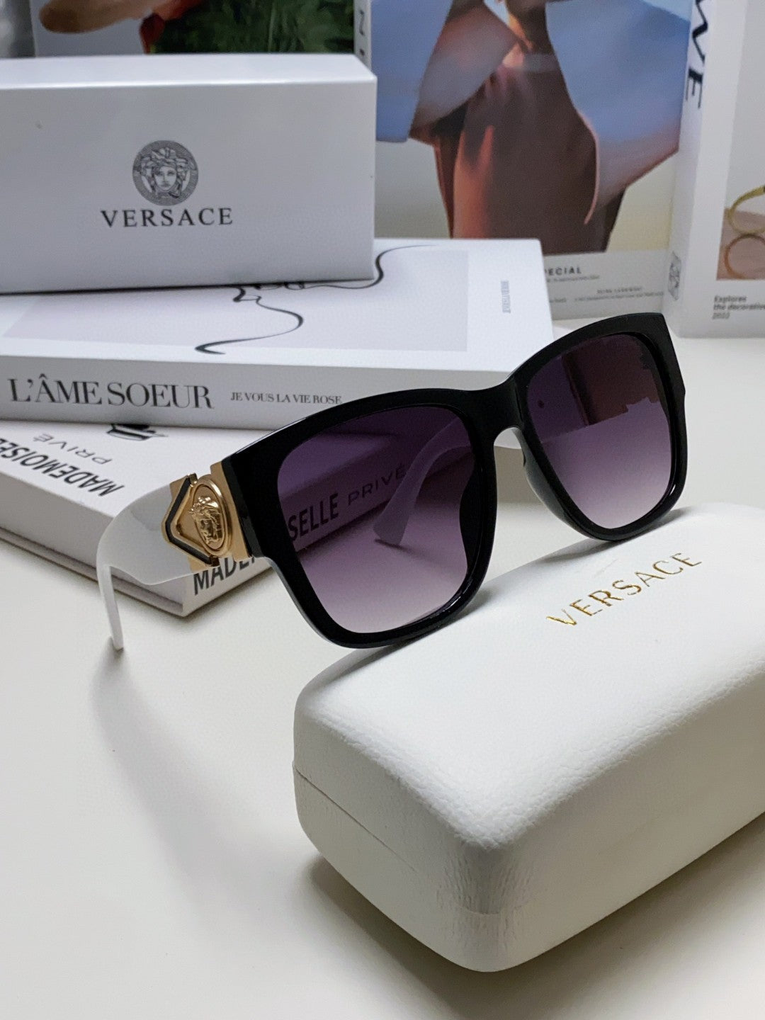 Versace Oversized Silver Lens Sunglasses for Men & Women - 372490 - detail image 7