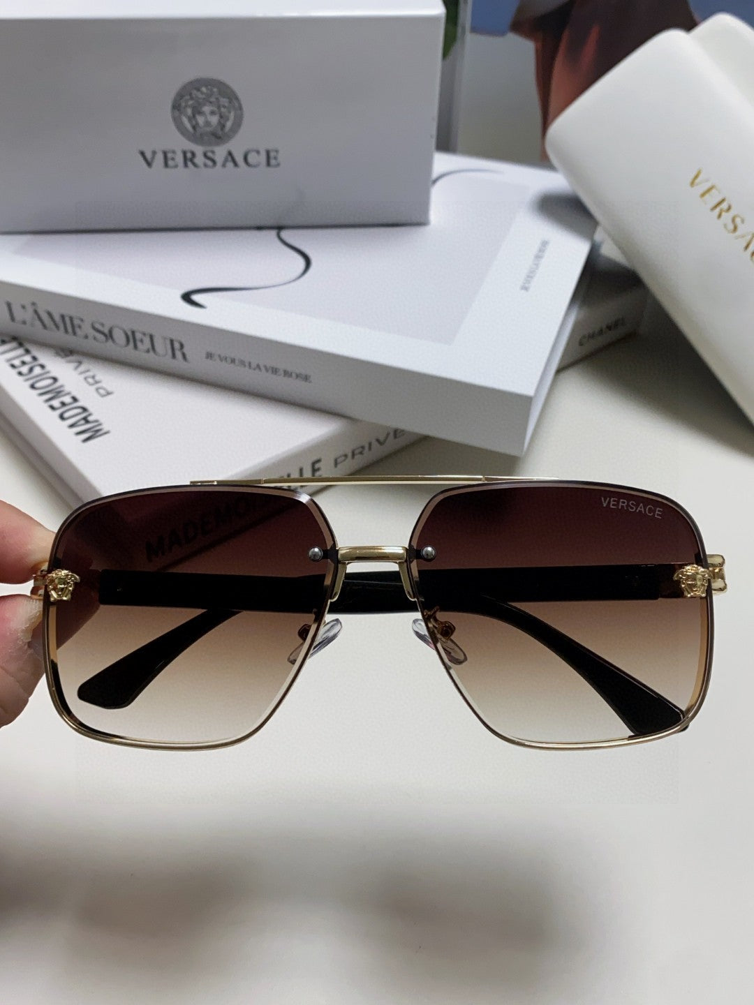 Versace Polarized Fashion Gray Lens Sunglasses for Men - 372487 - detail image 3