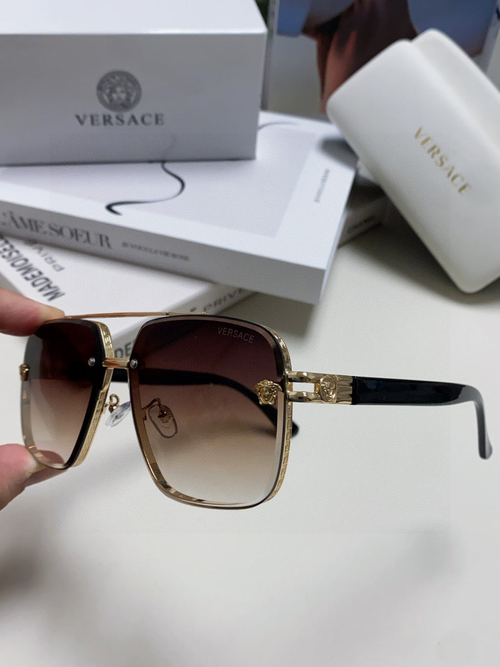 Versace Polarized Fashion Gray Lens Sunglasses for Men - 372487 - detail image 5