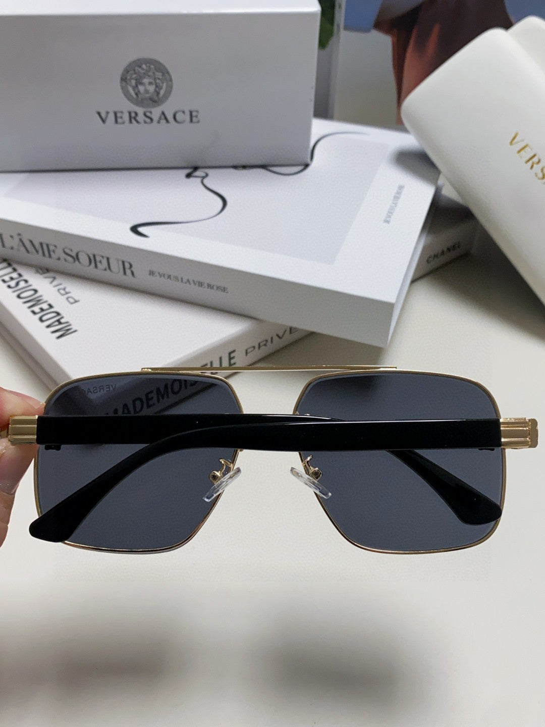 Versace Polarized Fashion Black Lens Sunglasses for Men - 372488 - detail image 4