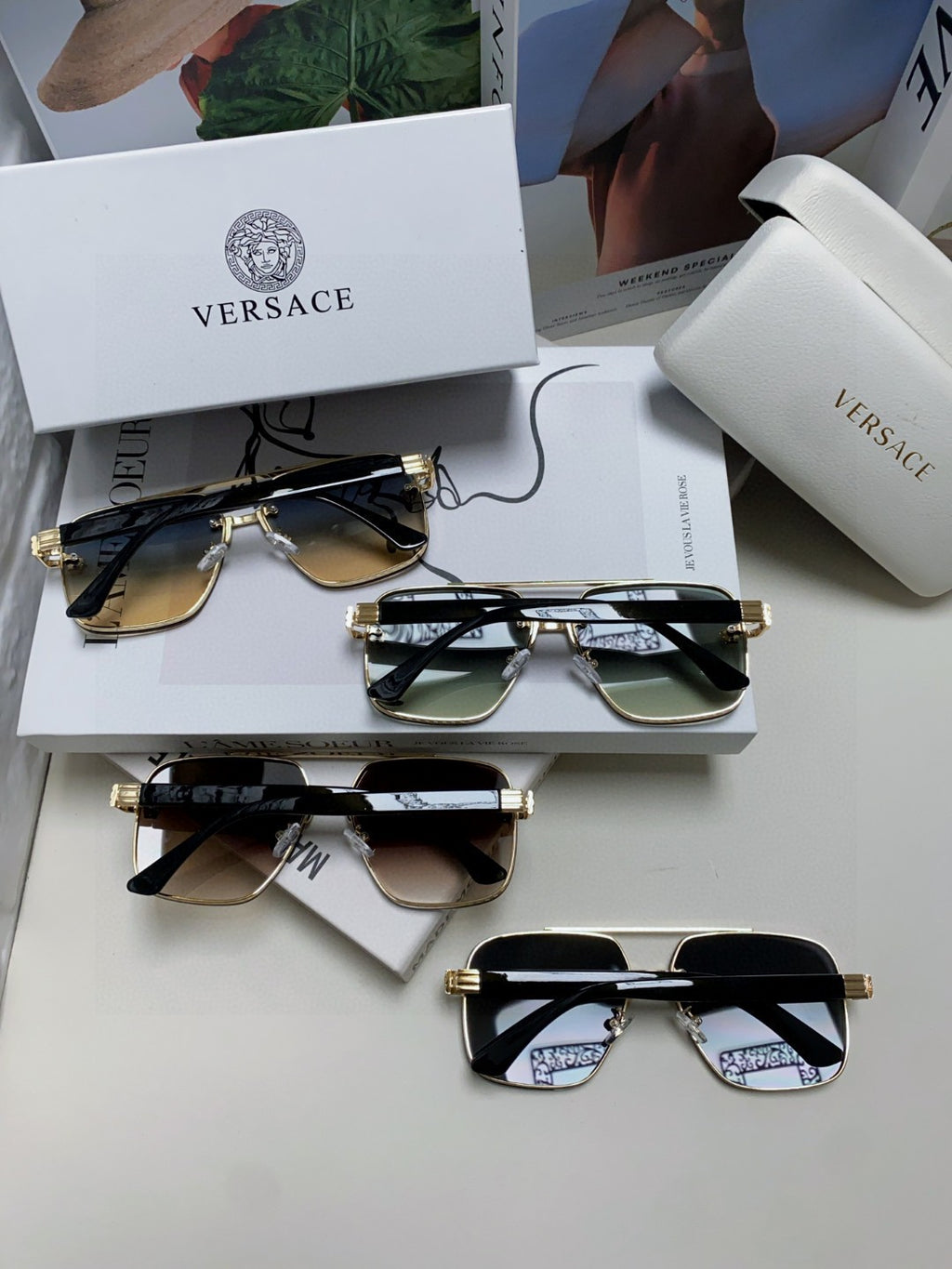 Versace Polarized Fashion Black Lens Sunglasses for Men - 372488 - detail image 8