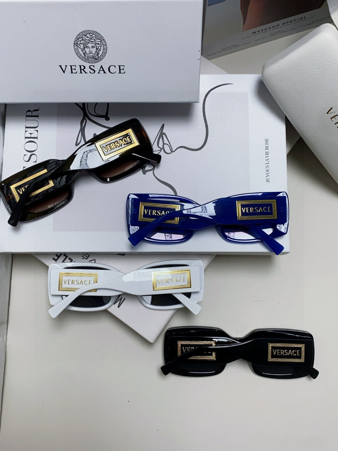 Versace Polarized Fashion Blue Lens Sunglasses for Men & Women - detail image 8