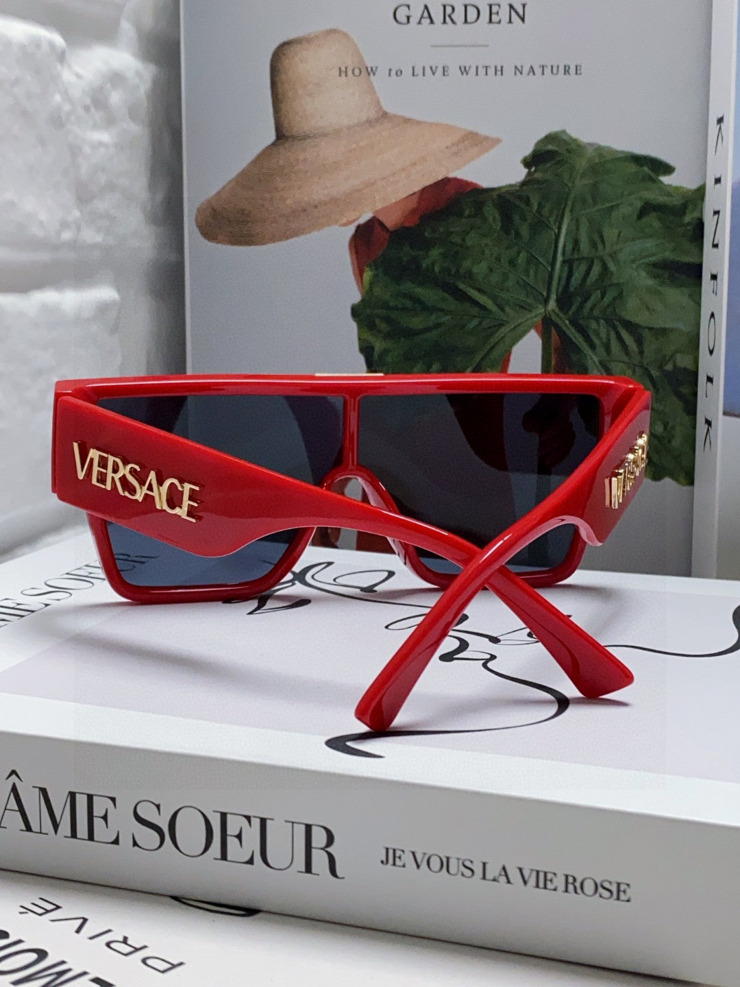 Versace Square Red Lens Sunglasses for Men & Women - detail image 2