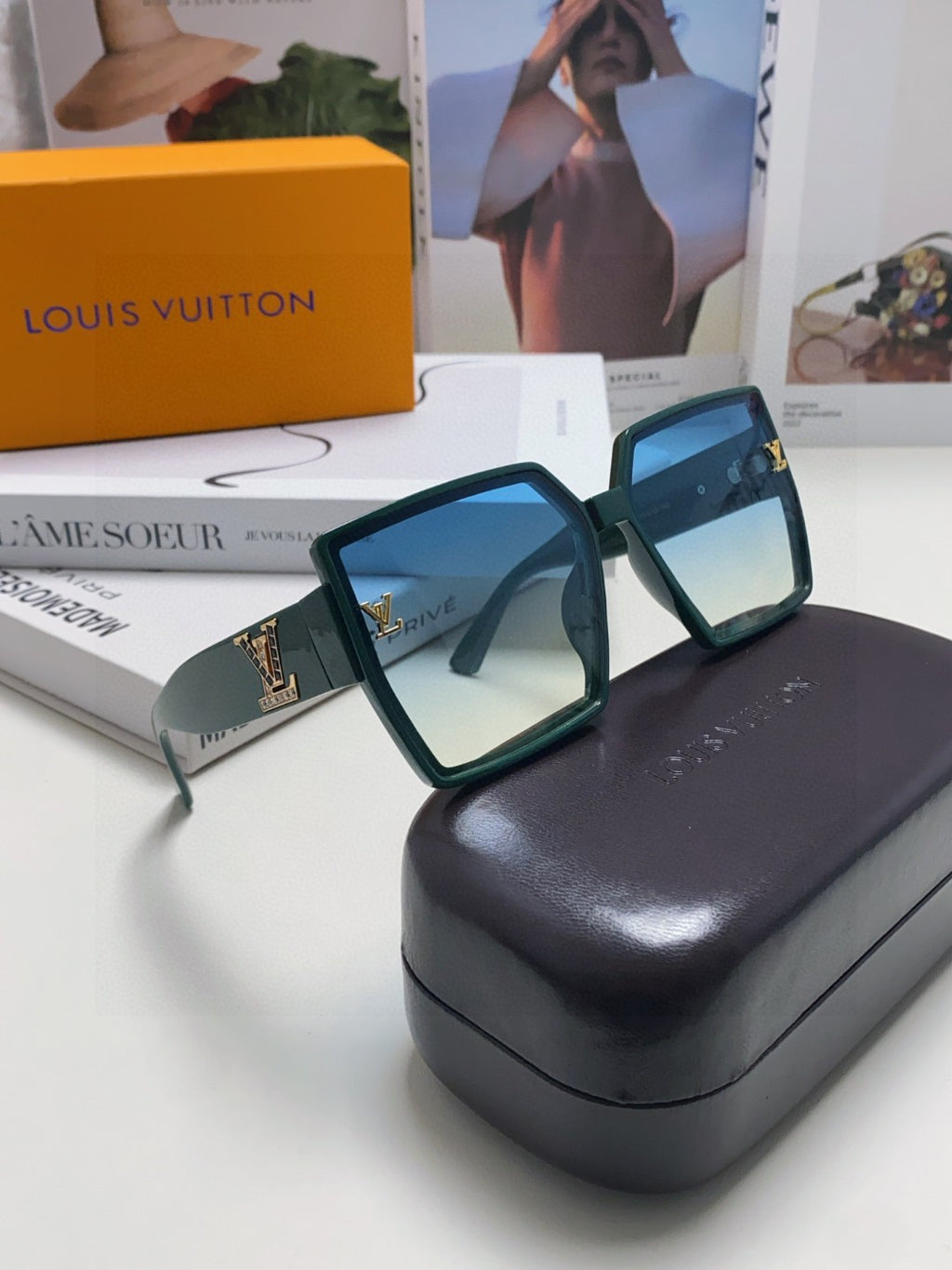 Louis Vuitton Square Black Lens Sunglasses for Women - 414915 - detail image 7