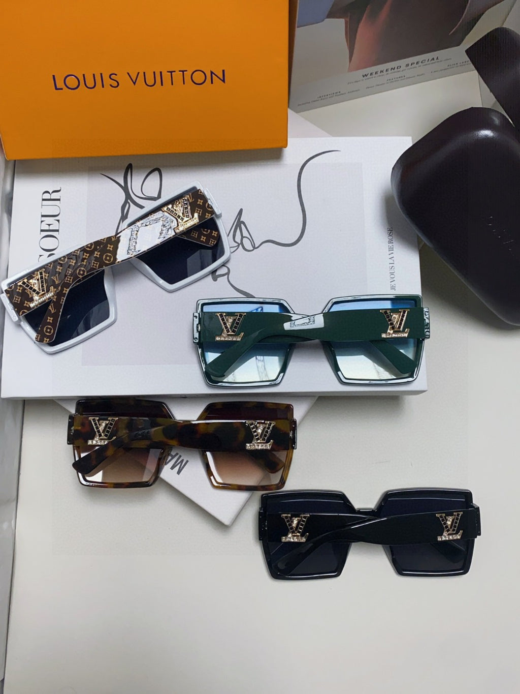 Louis Vuitton Square Black Lens Sunglasses for Women - 414915 - detail image 8